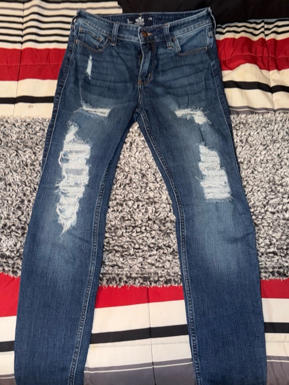 Hollister High-Rise Distressed Blue Jeans